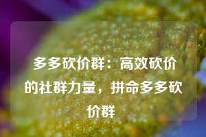  多多砍价群：高效砍价的社群力量，拼命多多砍价群 第1张